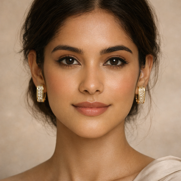 Reign Pave Huggie Hoop Earrings – Anti-Tarnish Gold