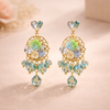 Mint Bloom Crystal Drop Earrings for Women – Anti-Tarnish Gold