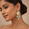 Mint Bloom Crystal Drop Earrings for Women – Anti-Tarnish Gold