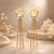 Star Pearl Chain Drop Earrings for Women – Anti-Tarnish Gold