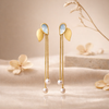 Petal Pearl Chain Drop Earrings for Women – Anti-Tarnish Gold