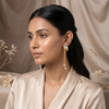 Petal Pearl Chain Drop Earrings for Women – Anti-Tarnish Gold