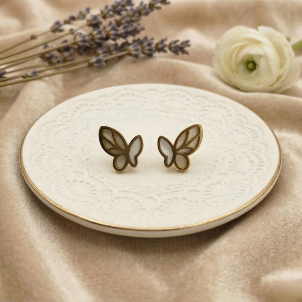 Butterfly & Floral Stud Earrings Set – Anti Tarnish Gold Combo (Set of 3)