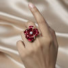 Voss Burgundy Flower Enamel Ring – Anti-Tarnish Gold