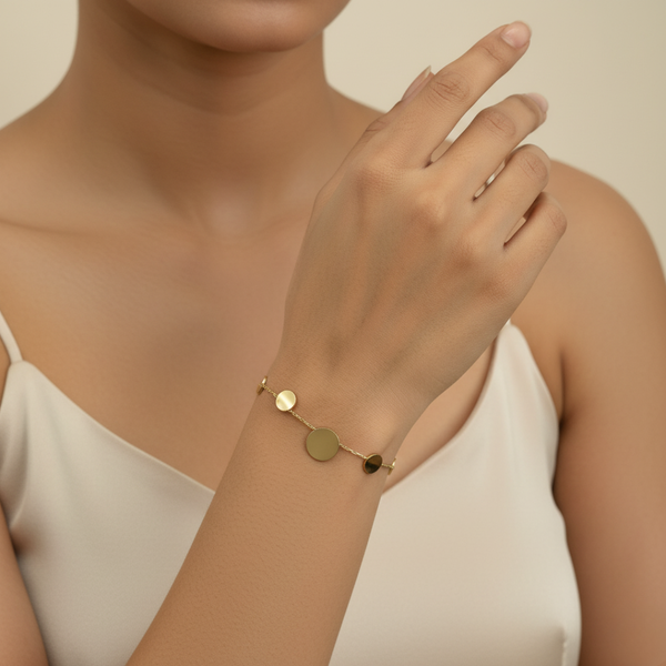 Fino Disc Chain Bracelet – Anti-Tarnish Gold