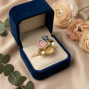 Quatre Pearl Petal Enamel Ring – Anti-Tarnish Gold