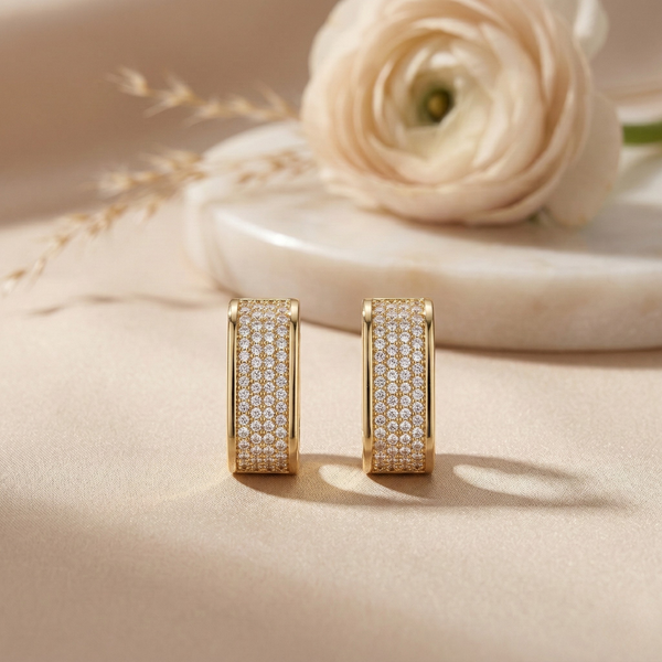 Reign Pave Huggie Hoop Earrings – Anti-Tarnish Gold