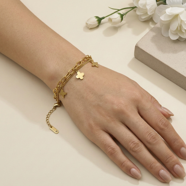 Flutter Double Chain Bracelet – Anti-Tarnish Gold