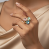 Swirl Pastel Petal Statement Ring – Anti-Tarnish Gold