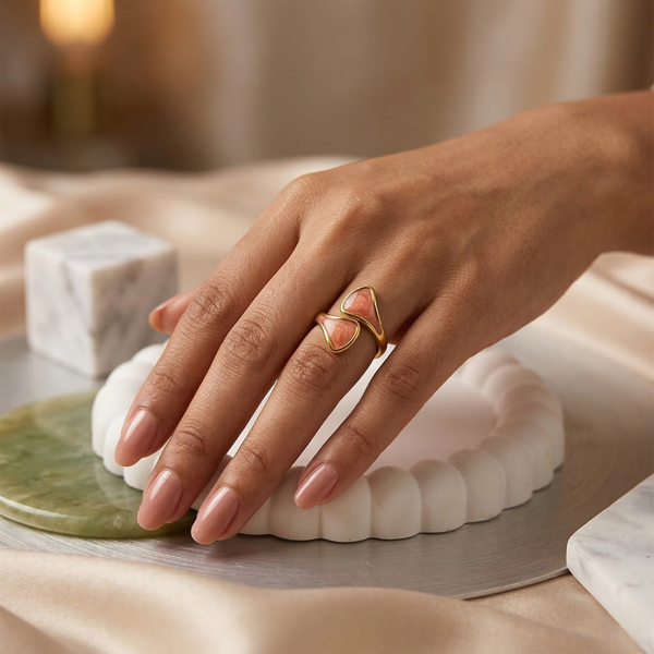 Demi Double Enamel Bypass Ring – Anti-Tarnish Gold