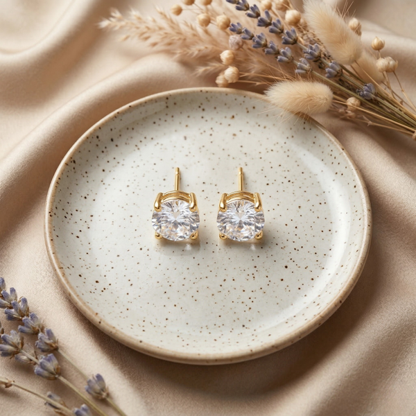 Luna Glow Stud Earrings Set – Anti Tarnish Gold Combo (Set of 3)