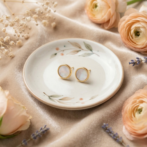 Luna Glow Stud Earrings Set – Anti Tarnish Gold Combo (Set of 3)