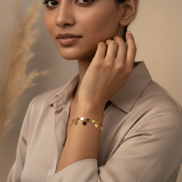 Cara Heart Charm Bracelet – Anti-Tarnish Gold
