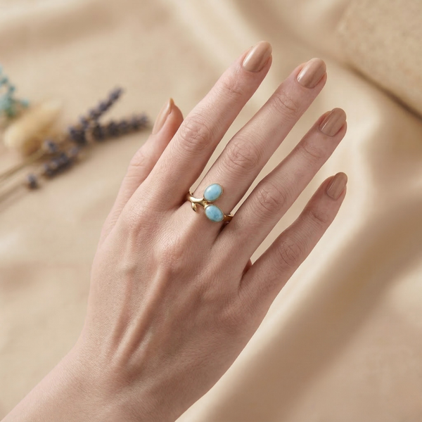 Sky Dual Oval Open Ring – Anti Tarnish Gold Adjustable