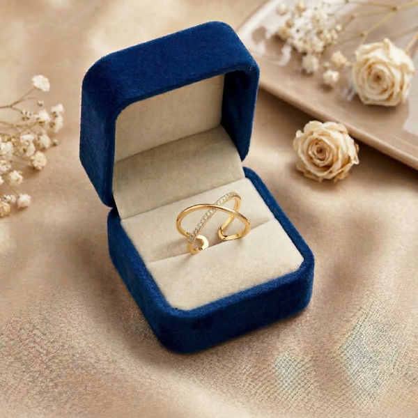 Lustre Cross Band Ring – Anti Tarnish Gold Adjustable