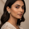 Raya Baguette Circle Stud Earrings – Anti-Tarnish Gold