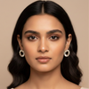 Raya Baguette Circle Stud Earrings – Anti-Tarnish Gold