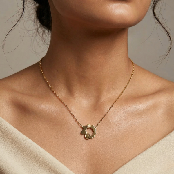 Heart Circle Pendant Necklace – Anti-Tarnish Gold