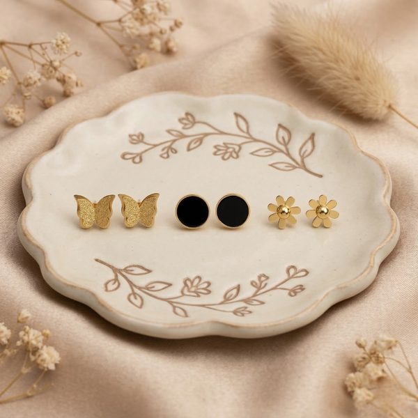 Nature Trio Earring Set – Anti Tarnish Gold