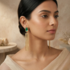 Emerald Bar Chain Drop Earrings for Women – Anti-Tarnish Gold