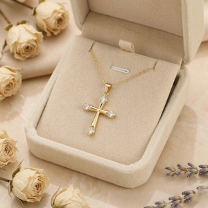 Cove Crystal Cross Necklace – Anti-Tarnish Gold