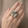 Revel Sculptural Rose Ring – Two Tone Anti-Tarnish