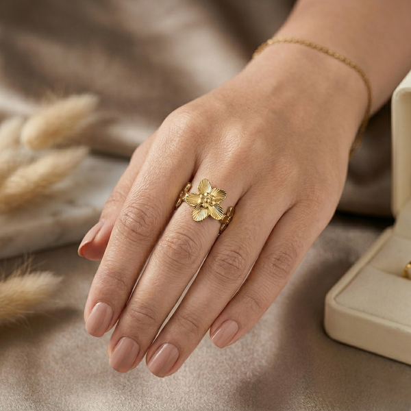 Flora Bloom Ring – Gold Tone Anti Tarnish Adjustable Ring
