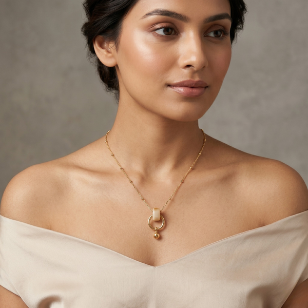 Ivory Halo Charm Necklace – Anti Tarnish Gold