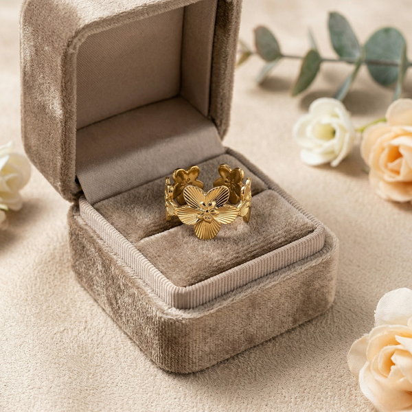 Flora Bloom Ring – Gold Tone Anti Tarnish Adjustable Ring