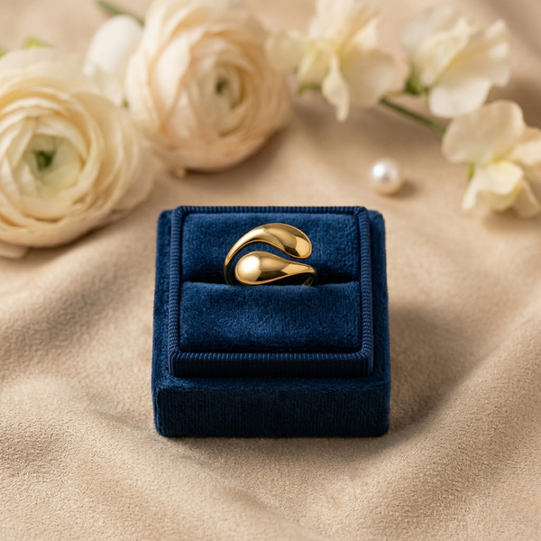 Duo Dome Ring – Gold Tone Anti Tarnish Adjustable Ring