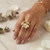 Flora Pearl Statement Ring – Gold Tone Anti Tarnish Adjustable Ring