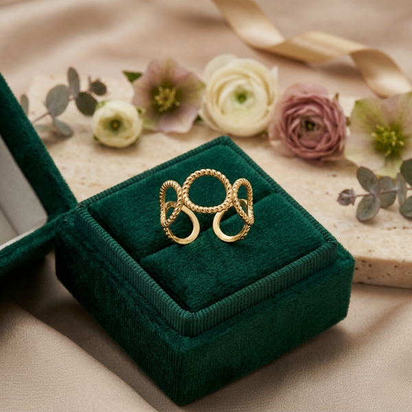 Orbit Ring – Gold Tone Anti Tarnish Adjustable Ring