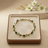 Verdant Elegance Green Tulip Crystal Bracelet – Anti Tarnish Gold Floral Bracelet