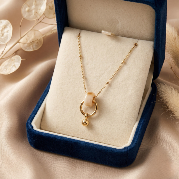 Ivory Halo Charm Necklace – Anti Tarnish Gold