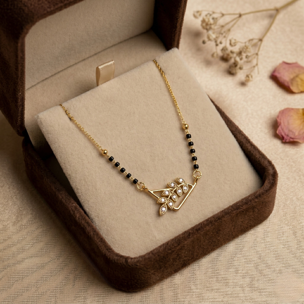 Vanya Leaf Grace Mangalsutra Necklace – Anti Tarnish Gold