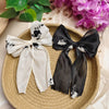 Embroidered Bow Hair Clip – Dual Tone Black & White