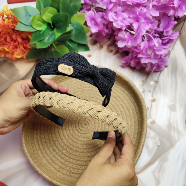 The Luxe Headband Duo – Bow & Braided Headband Combo