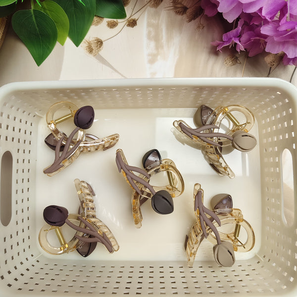 Floral Hair Claw Combo - Set of 6 Mixed Design Clips