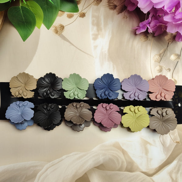 Floral Hair Claw Combo - Set of 6 Mixed Design Clips