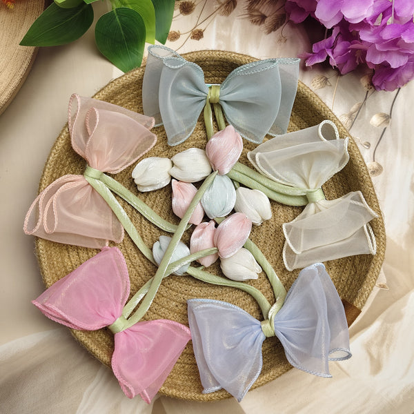 Premium Sheer Bow Hair Pin (1 Piece) | Elegant Soft Bow Clip