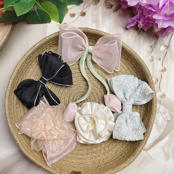 Premium Designer Hair Pins Combo Set of 5 | Elegant Bow & Floral Hair Clips