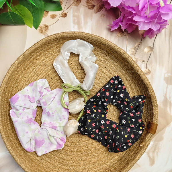 Printed Scrunchie Combo Set - Pack of 3
