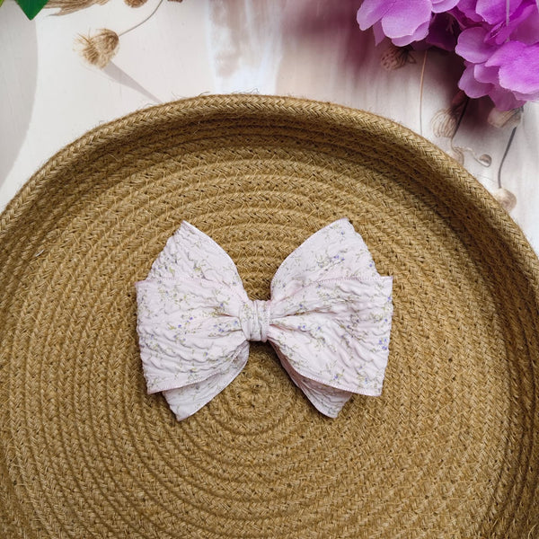Premium Printed Bow Hair Pin (One Piece) | Elegant Floral Bow Clip