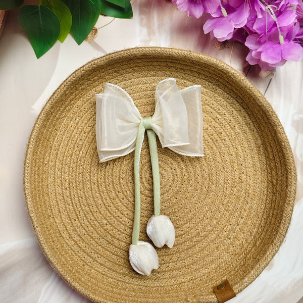 Premium Sheer Bow Hair Pin (1 Piece) | Elegant Soft Bow Clip