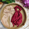 Elegant Bow Scrunchies Combo Set (Pack of 2) – Satin Finish Hair Ties