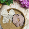 Premium Lace Bow Clip & Organza Scrunchie Set of 2 | Elegant Hair Accessories Combo
