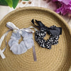 Fur & Bow Scrunchies Combo Set (Pack of 2) – Pearl Plush Hair Ties with Printed Bow